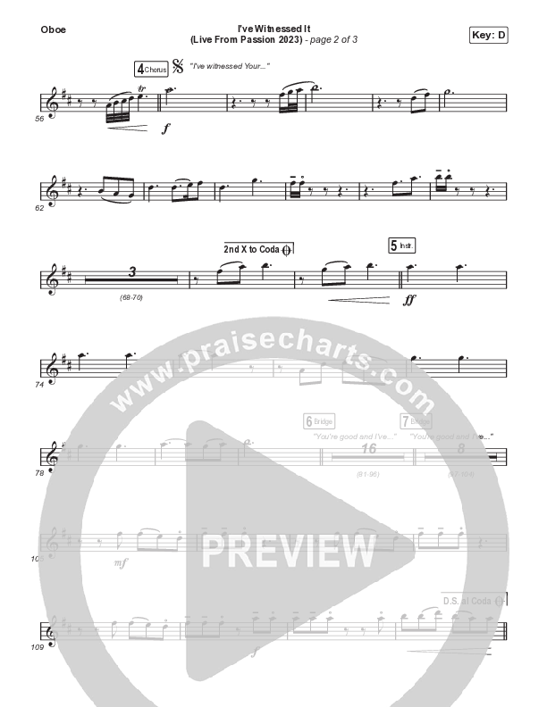 I've Witnessed It (Unison/2-Part) Oboe (Passion / Melodie Malone / Arr. Mason Brown)