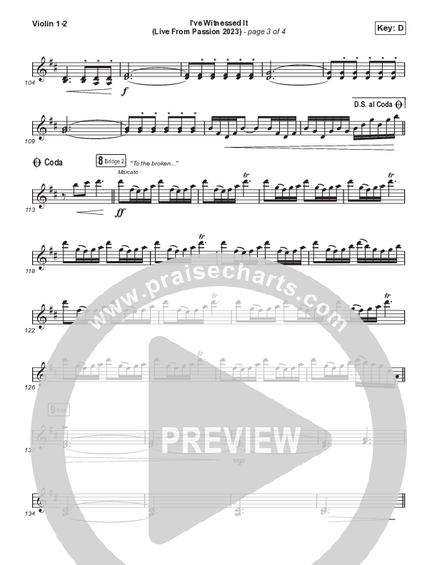 I've Witnessed It (Unison/2-Part) Violin 1/2 (Passion / Melodie Malone / Arr. Mason Brown)