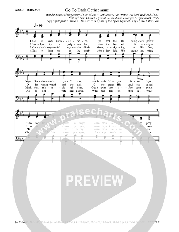 Go To Dark Gethsemane Hymn Sheet (SATB) (Traditional Hymn)