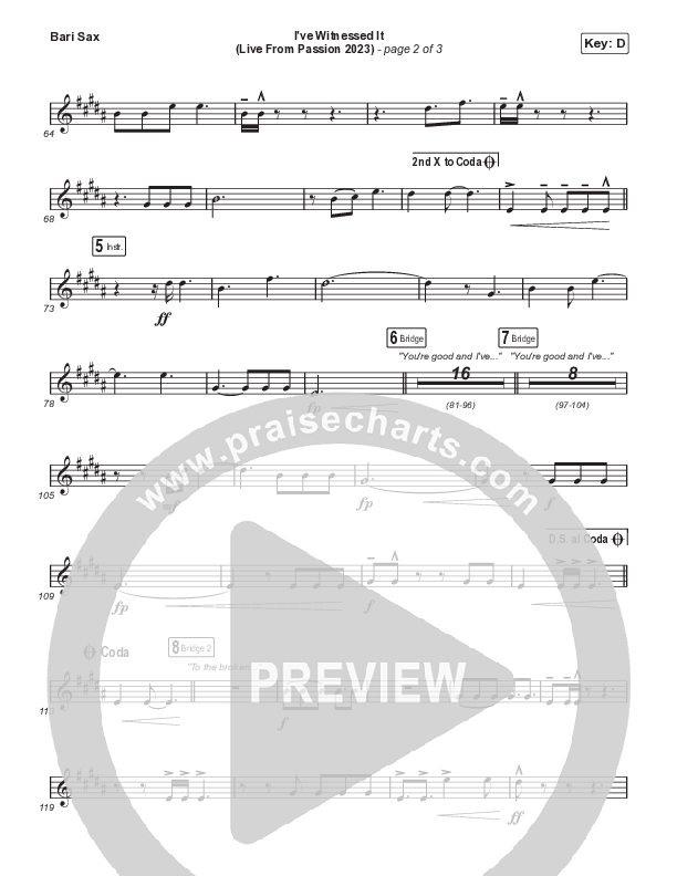 I've Witnessed It (Sing It Now) Bari Sax (Passion / Melodie Malone / Arr. Mason Brown)