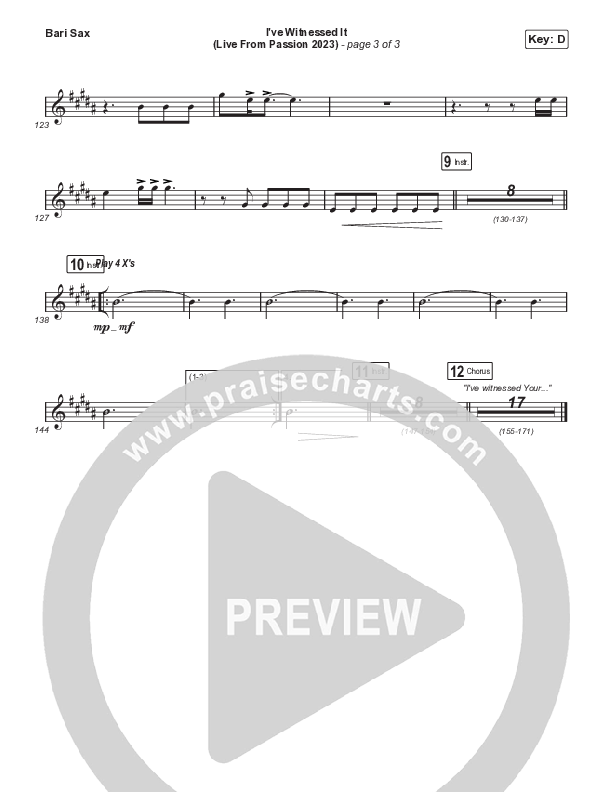 I've Witnessed It (Sing It Now) Bari Sax (Passion / Melodie Malone / Arr. Mason Brown)