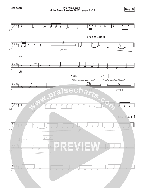 I've Witnessed It (Sing It Now) Bassoon (Passion / Melodie Malone / Arr. Mason Brown)