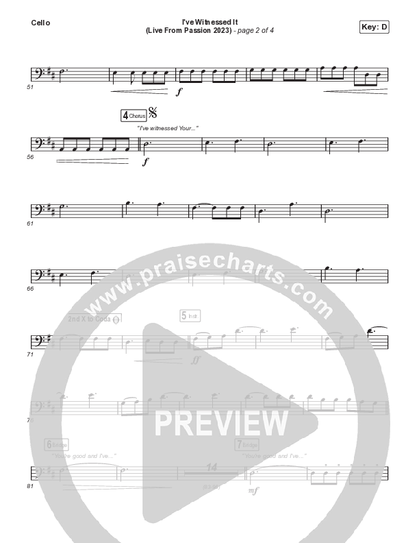 I've Witnessed It (Sing It Now) Cello (Passion / Melodie Malone / Arr. Mason Brown)