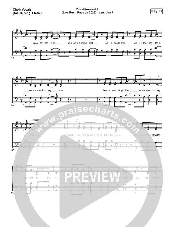 I've Witnessed It (Sing It Now) Choir Sheet (SATB) (Passion / Melodie Malone / Arr. Mason Brown)
