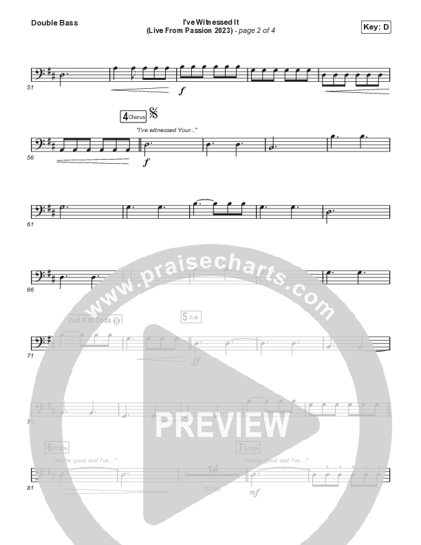 I've Witnessed It (Sing It Now) Double Bass (Passion / Melodie Malone / Arr. Mason Brown)