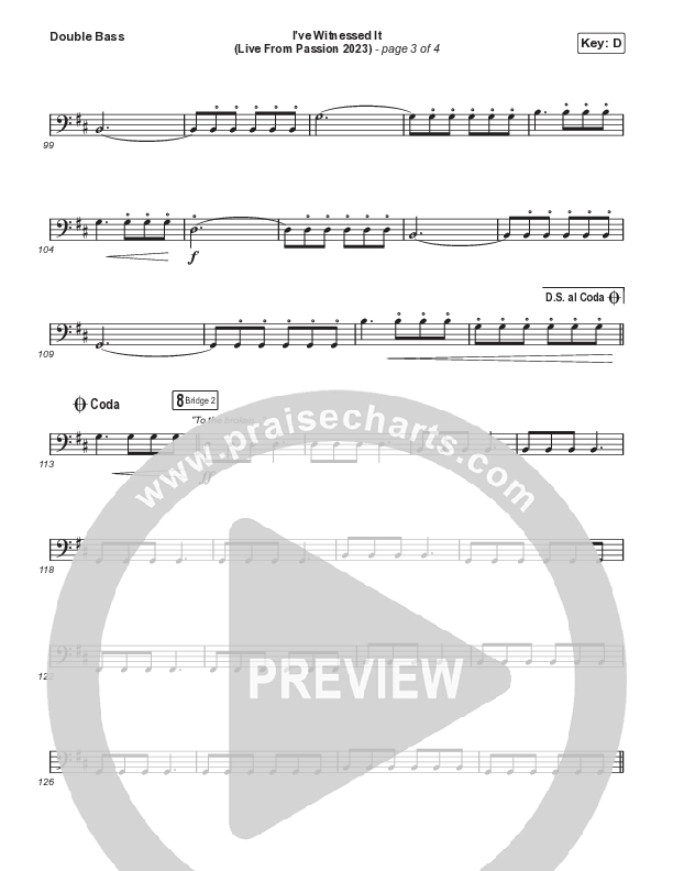 I've Witnessed It (Sing It Now) Double Bass (Passion / Melodie Malone / Arr. Mason Brown)