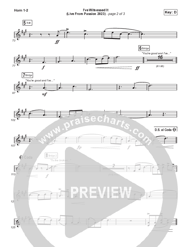 I've Witnessed It (Sing It Now) French Horn 1/2 (Passion / Melodie Malone / Arr. Mason Brown)