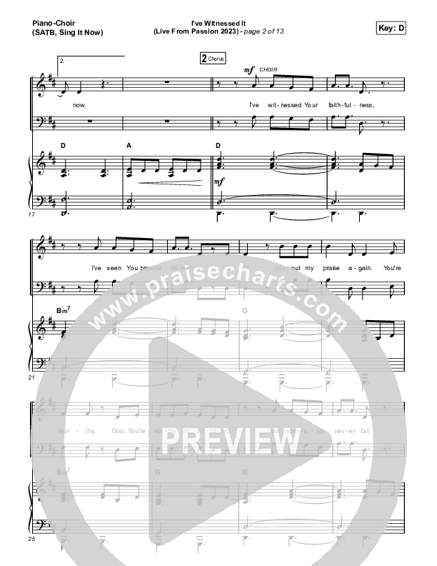 I've Witnessed It (Sing It Now) Piano/Choir (SATB) (Passion / Melodie Malone / Arr. Mason Brown)
