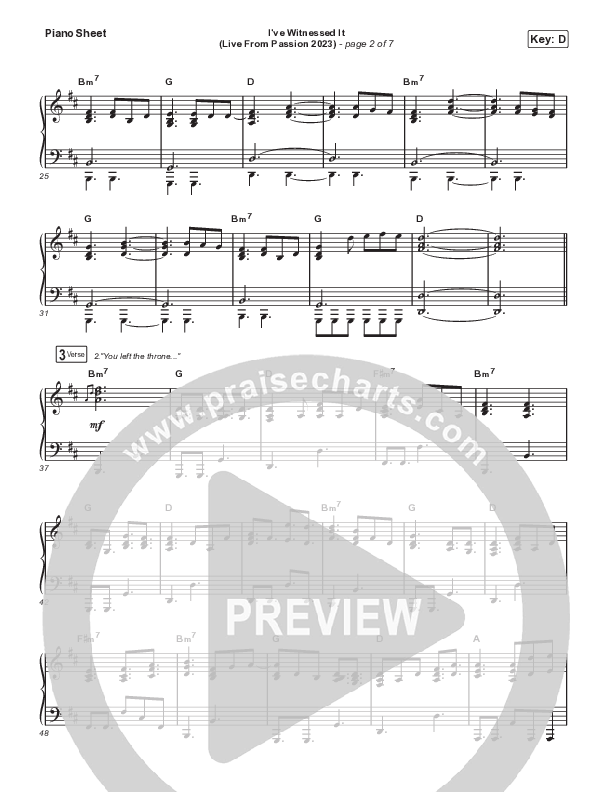 I've Witnessed It (Sing It Now) Piano Sheet (Passion / Melodie Malone / Arr. Mason Brown)