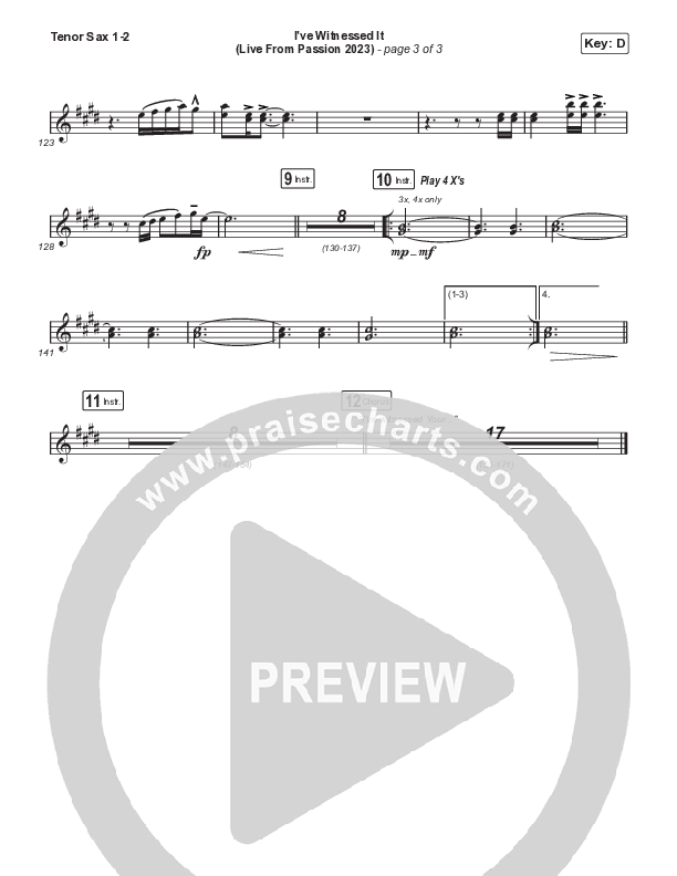 I've Witnessed It (Sing It Now) Tenor Sax 1/2 (Passion / Melodie Malone / Arr. Mason Brown)
