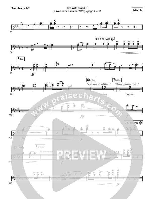 I've Witnessed It (Sing It Now) Trombone 1/2 (Passion / Melodie Malone / Arr. Mason Brown)