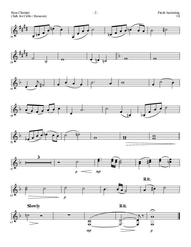 Fresh Anointing with Where The Spirit Of The Lord Is (Choral Anthem SATB) Bass Clarinet (Lillenas Choral / Arr. Michael Lawrence)