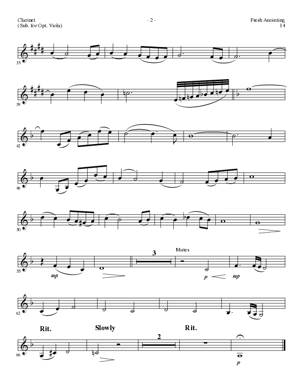 Fresh Anointing with Where The Spirit Of The Lord Is (Choral Anthem SATB) Clarinet (Lillenas Choral / Arr. Michael Lawrence)