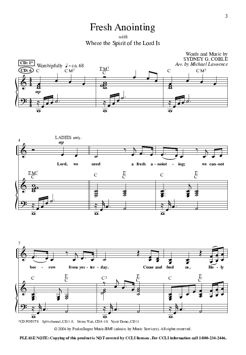 Fresh Anointing with Where The Spirit Of The Lord Is (Choral Anthem SATB) Anthem (SATB/Piano) (Lillenas Choral / Arr. Michael Lawrence)