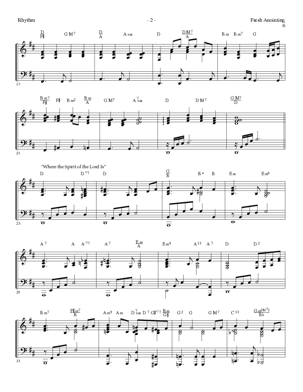 Fresh Anointing with Where The Spirit Of The Lord Is (Choral Anthem SATB) Rhythm Chart (Lillenas Choral / Arr. Michael Lawrence)