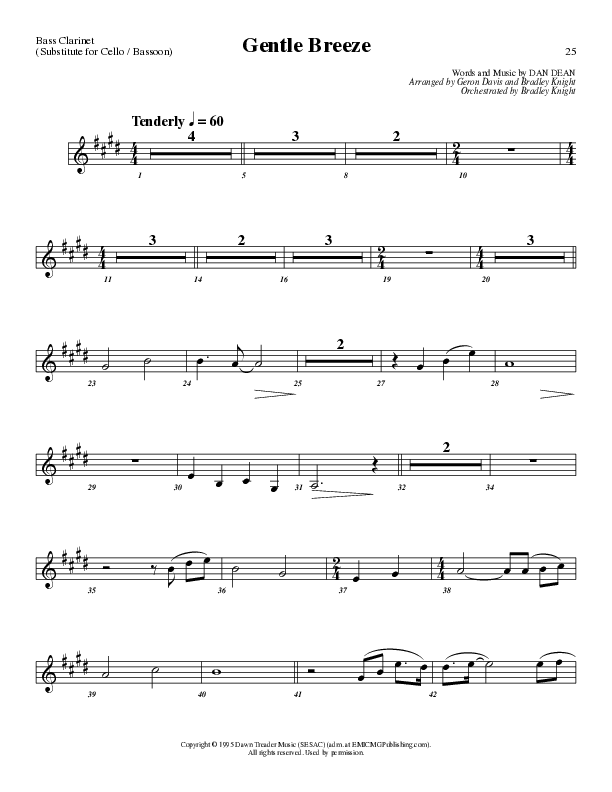 Gentle Breeze (Choral Anthem SATB) Bass Clarinet (Lillenas Choral / Arr. Geron Davis / Arr. Bradley Knight)