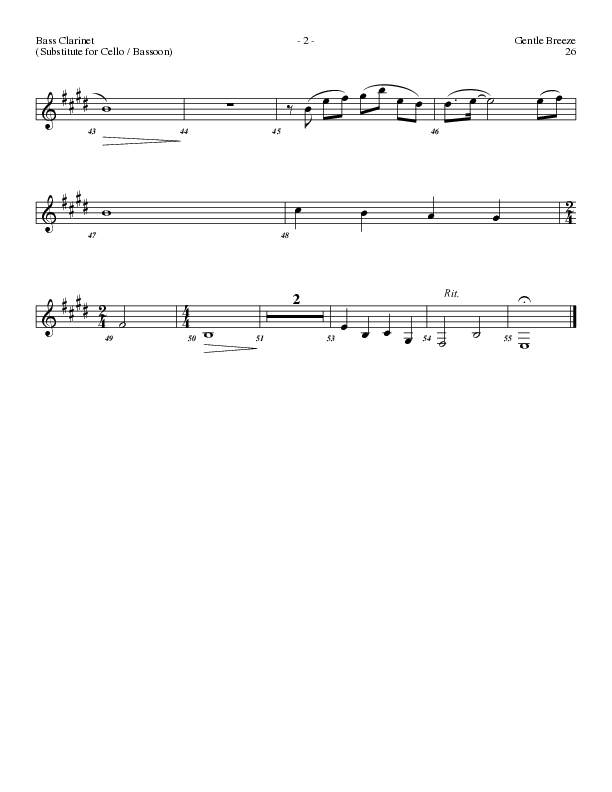 Gentle Breeze (Choral Anthem SATB) Bass Clarinet (Lillenas Choral / Arr. Geron Davis / Arr. Bradley Knight)