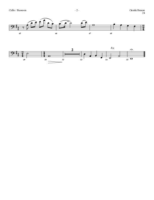 Gentle Breeze (Choral Anthem SATB) Cello (Lillenas Choral / Arr. Geron Davis / Arr. Bradley Knight)