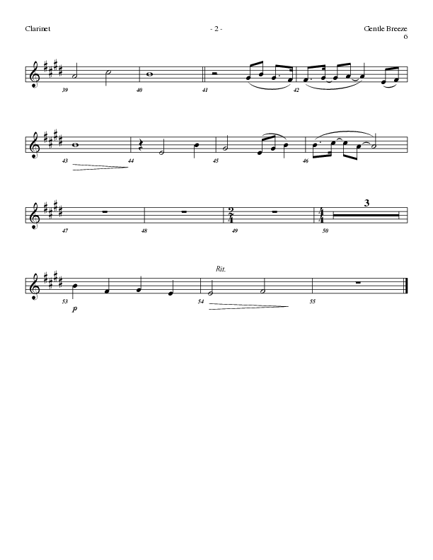 Gentle Breeze (Choral Anthem SATB) Clarinet (Lillenas Choral / Arr. Geron Davis / Arr. Bradley Knight)