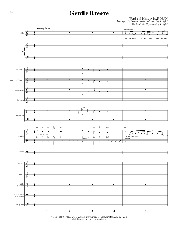 Gentle Breeze (Choral Anthem SATB) Orchestration (Lillenas Choral / Arr. Geron Davis / Arr. Bradley Knight)