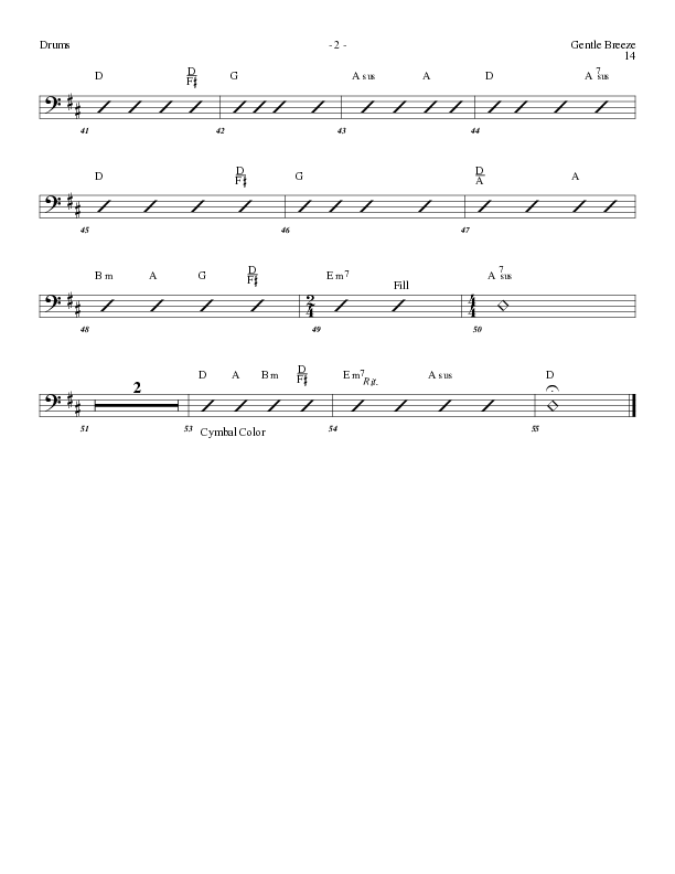 Gentle Breeze (Choral Anthem SATB) Drum Set (Lillenas Choral / Arr. Geron Davis / Arr. Bradley Knight)