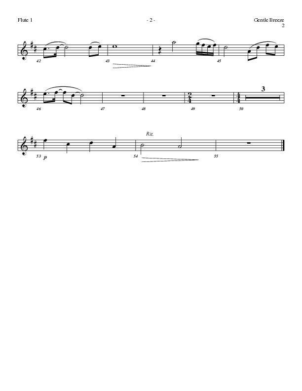 Gentle Breeze (Choral Anthem SATB) Flute (Lillenas Choral / Arr. Geron Davis / Arr. Bradley Knight)