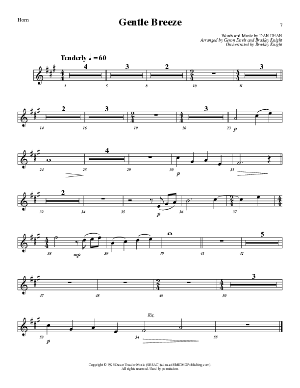 Gentle Breeze (Choral Anthem SATB) French Horn (Lillenas Choral / Arr. Geron Davis / Arr. Bradley Knight)