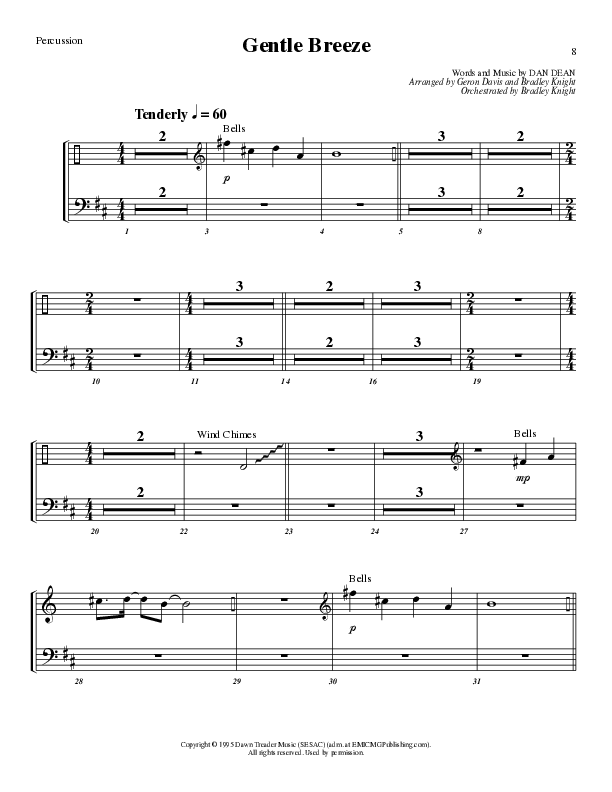 Gentle Breeze (Choral Anthem SATB) Percussion (Lillenas Choral / Arr. Geron Davis / Arr. Bradley Knight)