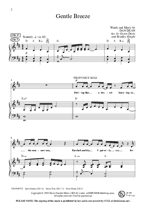 Gentle Breeze (Choral Anthem SATB) Anthem (SATB/Piano) (Lillenas Choral / Arr. Geron Davis / Arr. Bradley Knight)
