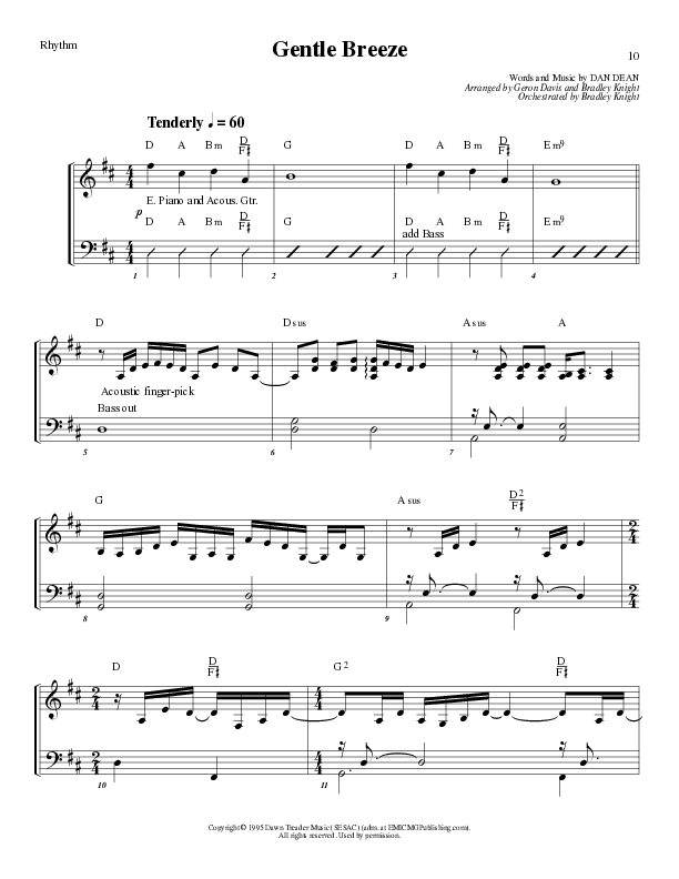 Gentle Breeze (Choral Anthem SATB) Rhythm Chart (Lillenas Choral / Arr. Geron Davis / Arr. Bradley Knight)