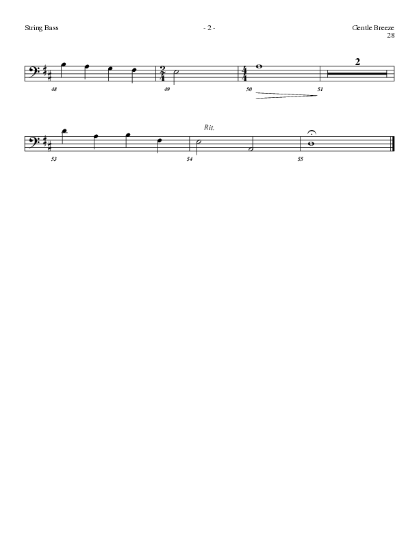 Gentle Breeze (Choral Anthem SATB) String Bass (Lillenas Choral / Arr. Geron Davis / Arr. Bradley Knight)
