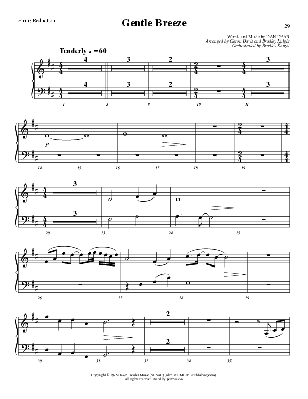 Gentle Breeze (Choral Anthem SATB) String Reduction (Lillenas Choral / Arr. Geron Davis / Arr. Bradley Knight)