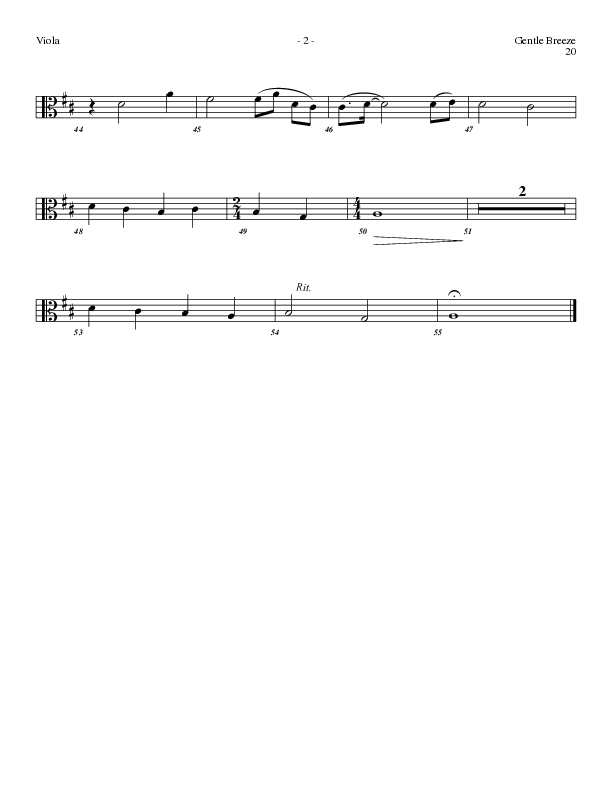 Gentle Breeze (Choral Anthem SATB) Viola (Lillenas Choral / Arr. Geron Davis / Arr. Bradley Knight)
