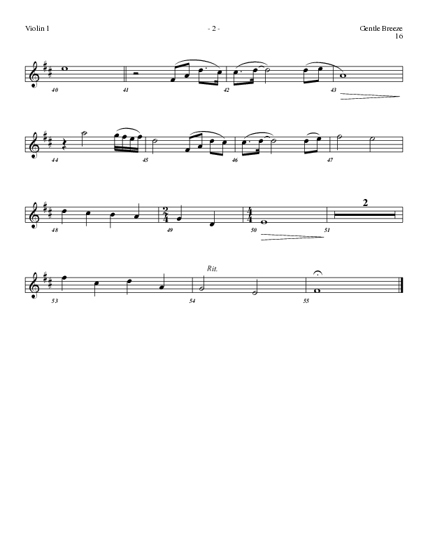 Gentle Breeze (Choral Anthem SATB) Violin 1 (Lillenas Choral / Arr. Geron Davis / Arr. Bradley Knight)