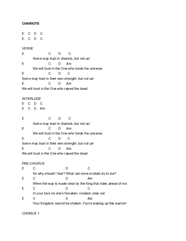 Chariots (Live) Chord Chart (Freedom Church)