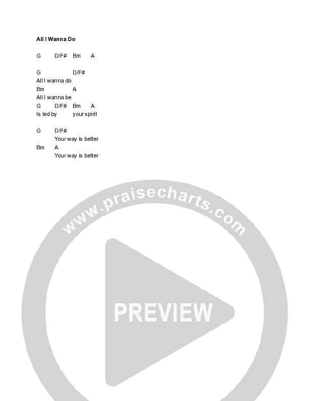 All I Wanna Do (Live) Chord Chart (Freedom Church)
