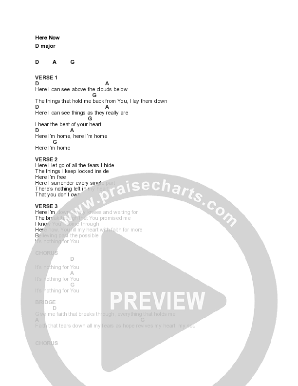 Here Now (Live) Chord Chart (Freedom Church)