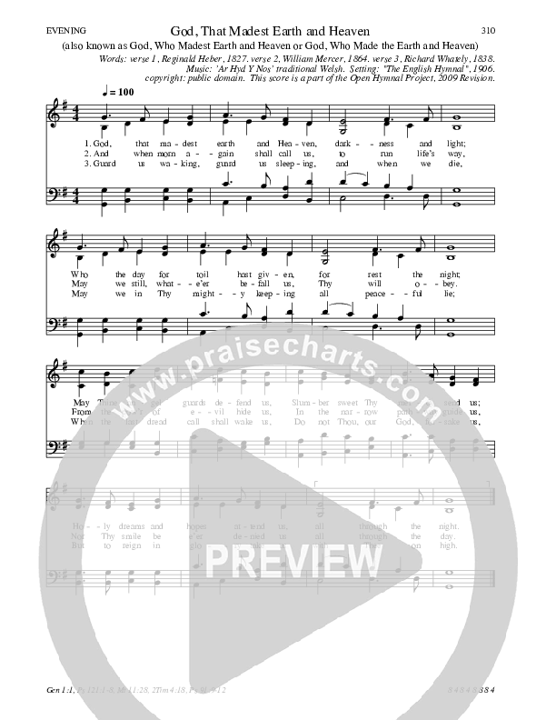 God, That Madest Earth and Heaven Hymn Sheet (SATB) (Traditional Hymn)