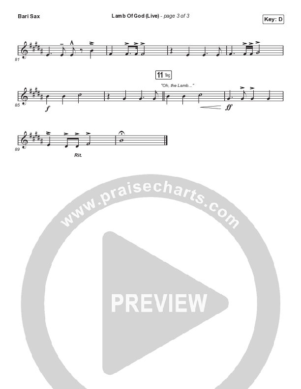 Lamb Of God (Choral Anthem SATB) Bari Sax (Matt Redman / David Funk / Arr. Mason Brown)