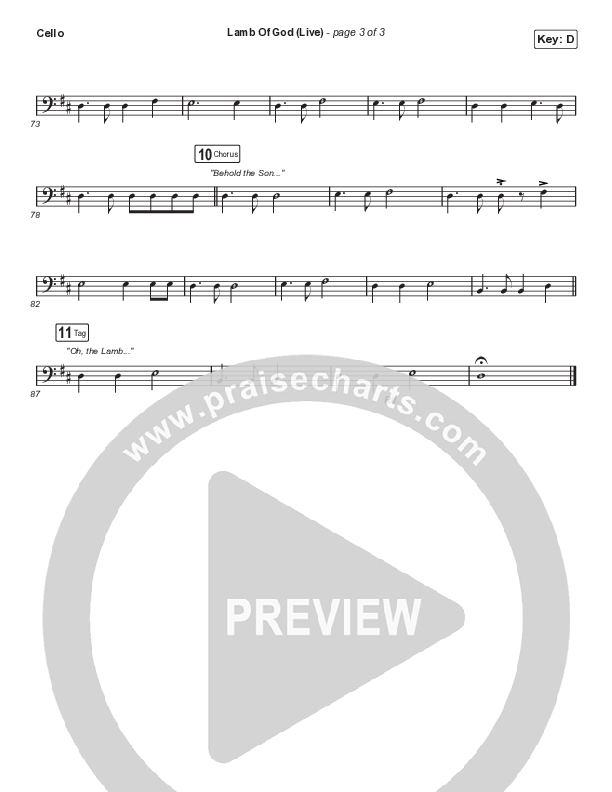 Lamb Of God (Choral Anthem SATB) Cello (Matt Redman / David Funk / Arr. Mason Brown)
