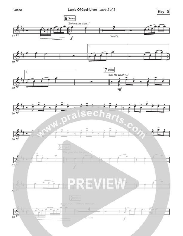 Lamb Of God (Choral Anthem SATB) Oboe (Matt Redman / David Funk / Arr. Mason Brown)