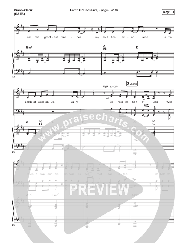 Lamb Of God (Choral Anthem SATB) Piano/Vocal (SATB) (Matt Redman / David Funk / Arr. Mason Brown)