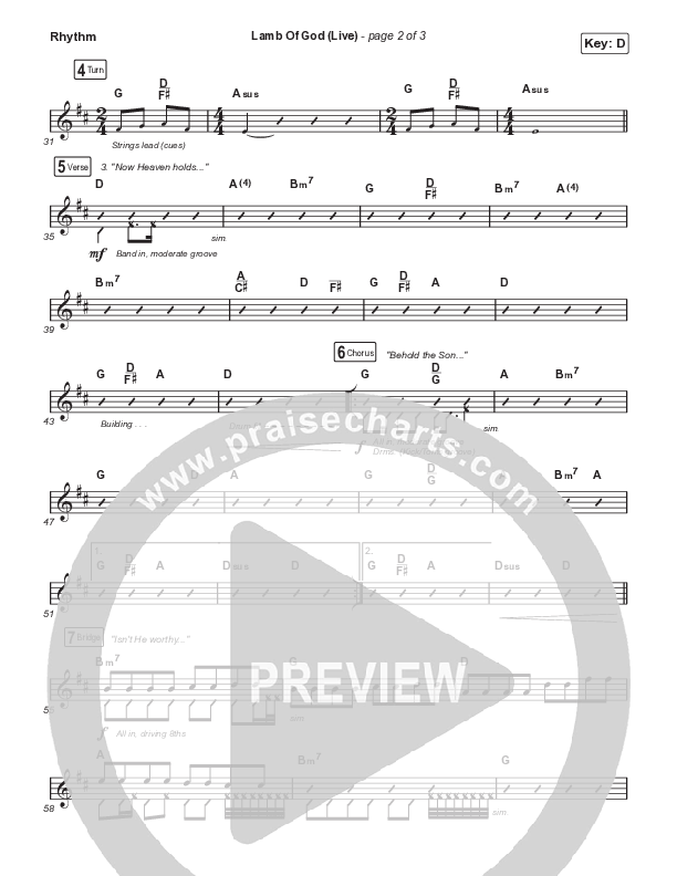 Lamb Of God (Choral Anthem SATB) Rhythm Pack (Matt Redman / David Funk / Arr. Mason Brown)