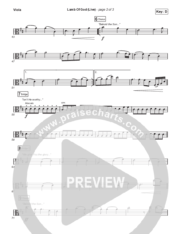 Lamb Of God (Choral Anthem SATB) Viola (Matt Redman / David Funk / Arr. Mason Brown)