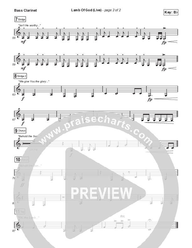 Lamb Of God (Worship Choir/SAB) Bass Clarinet (Matt Redman / David Funk / Arr. Mason Brown)