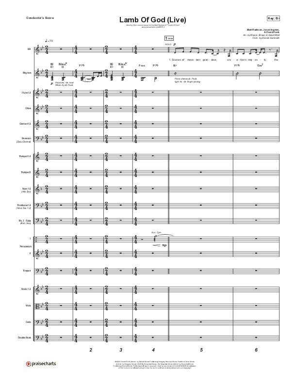 Lamb Of God (Worship Choir/SAB) Conductor's Score (Matt Redman / David Funk / Arr. Mason Brown)