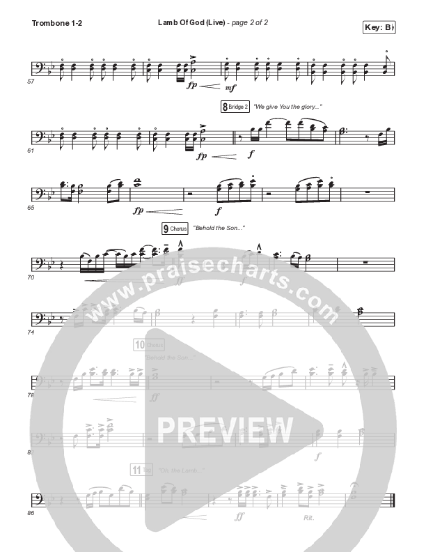 Lamb Of God (Worship Choir/SAB) Trombone 1/2 (Matt Redman / David Funk / Arr. Mason Brown)