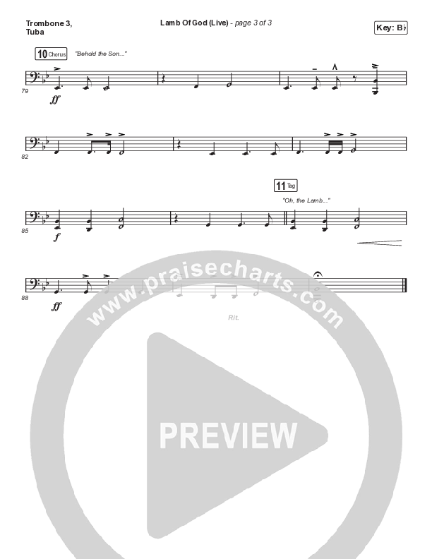 Lamb Of God (Worship Choir/SAB) Trombone 3/Tuba (Matt Redman / David Funk / Arr. Mason Brown)