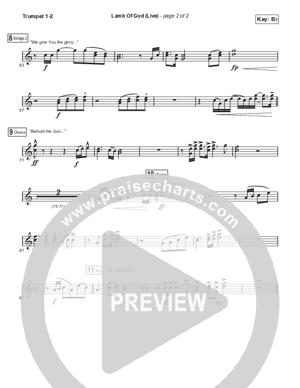 Lamb Of God (Worship Choir/SAB) Trumpet 1,2 (Matt Redman / David Funk / Arr. Mason Brown)