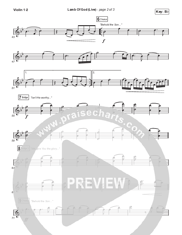 Lamb Of God (Worship Choir/SAB) Violin 1/2 (Matt Redman / David Funk / Arr. Mason Brown)